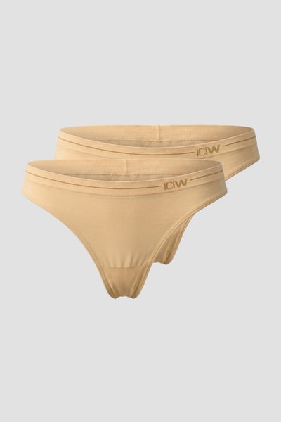 Everyday Seamless Thong 2-pack Beige - undefined