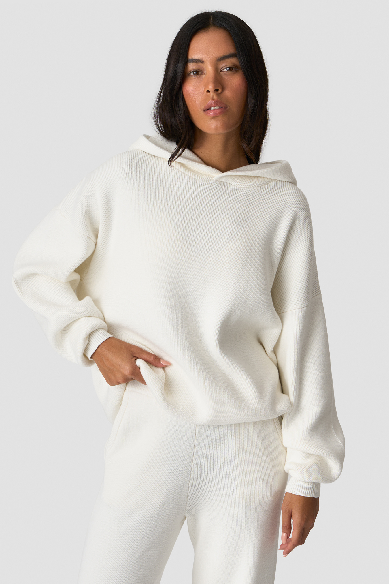 Soft Knit Oversized Hoodie White - image 1