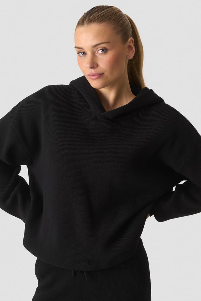 Soft Knit Oversized Hoodie Black