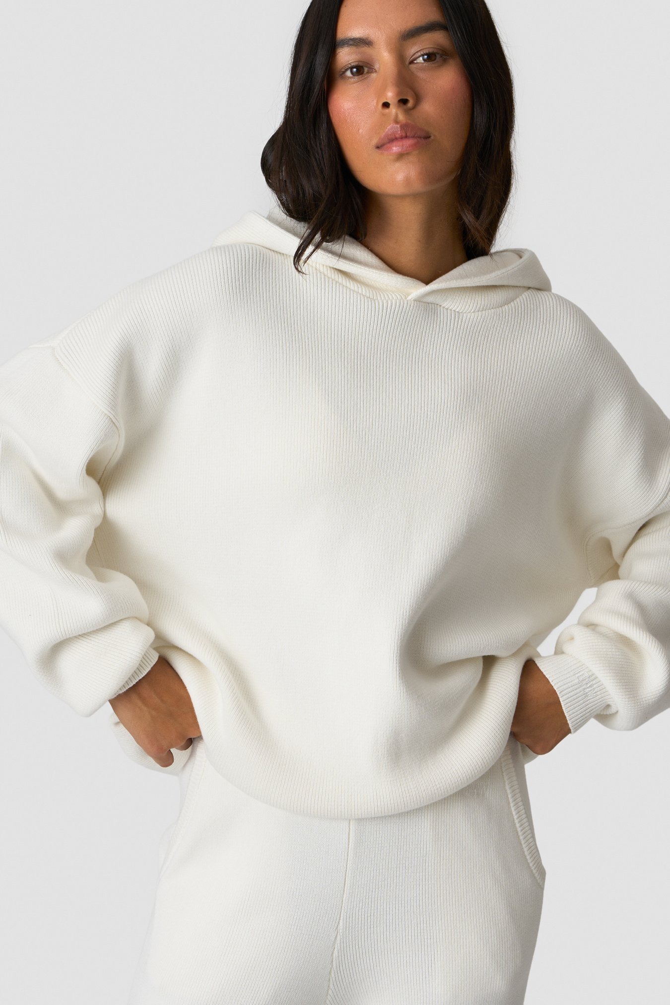 Soft Knit Oversized Hoodie White - image 3