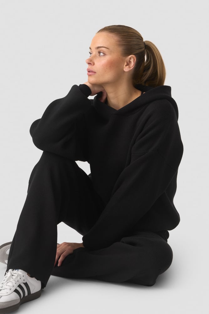 Soft Knit Oversized Hoodie Black