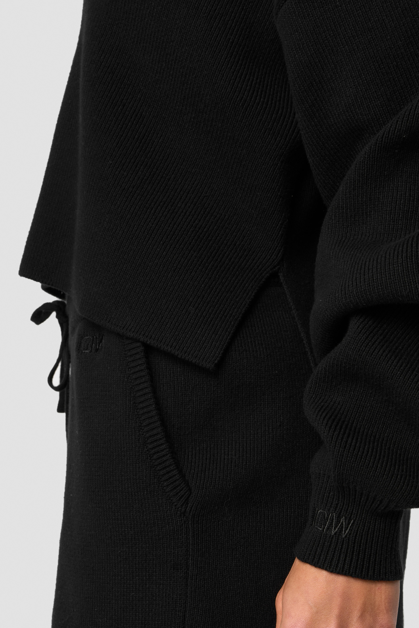 Soft Knit Oversized Cropped Crewneck Black - image 2