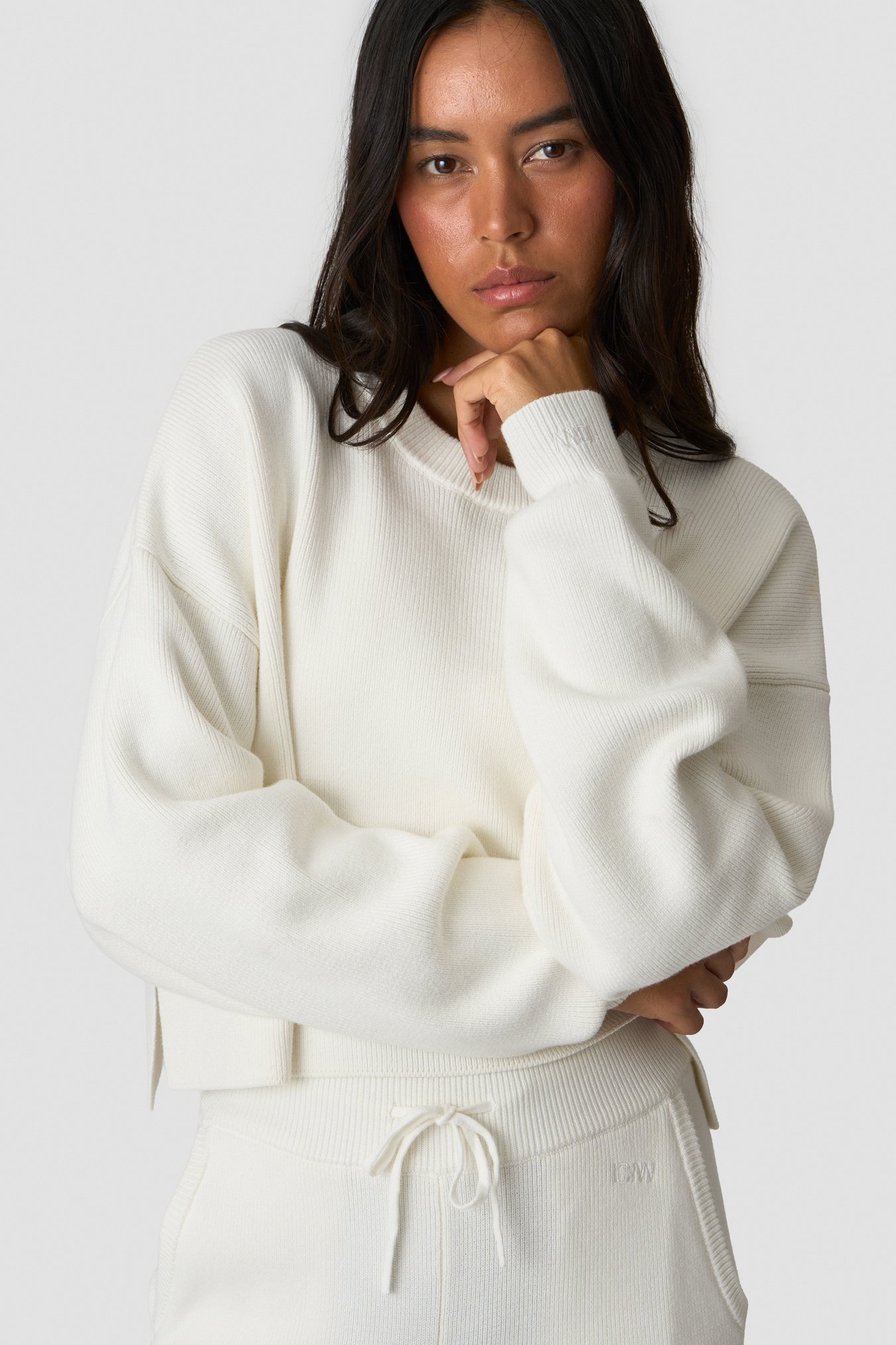 Soft Knit Oversized Cropped Crewneck White - Bild 3