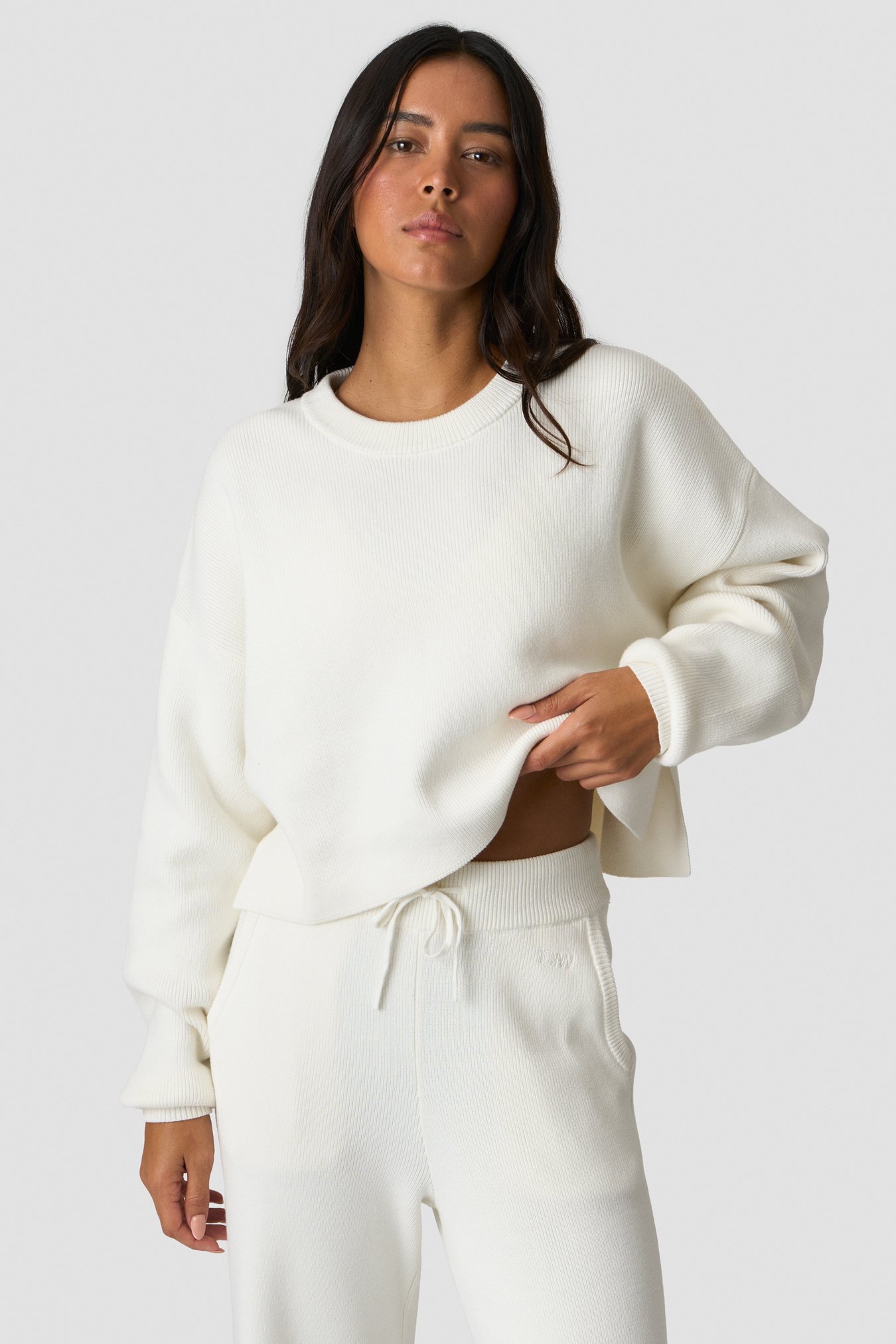 Soft Knit Oversized Cropped Crewneck White - Bild 1