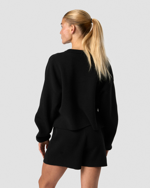 Soft Knit Oversized Cropped Crewneck Black | ICIW