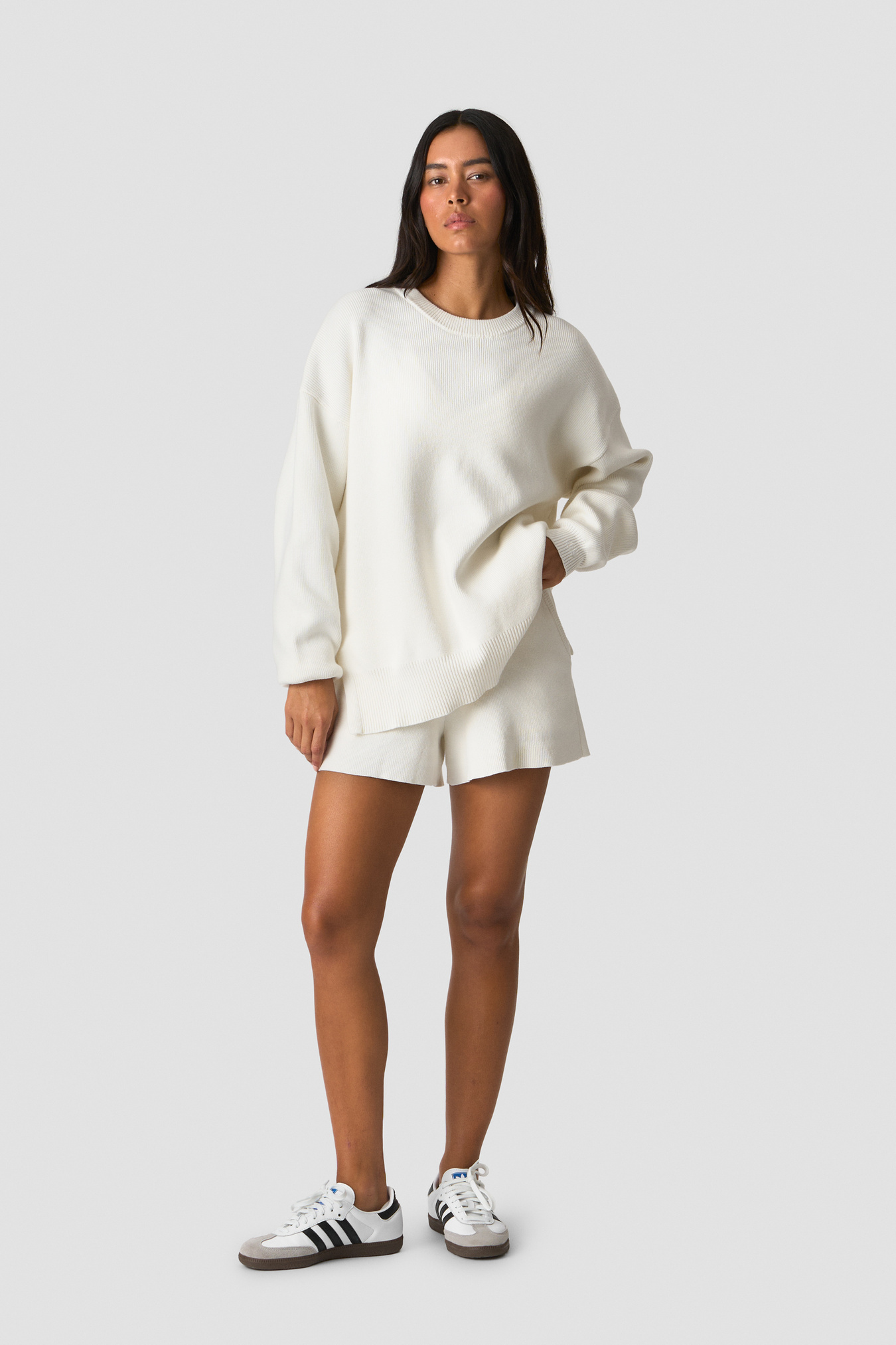 Soft Knit Oversized Shorts White - image 4