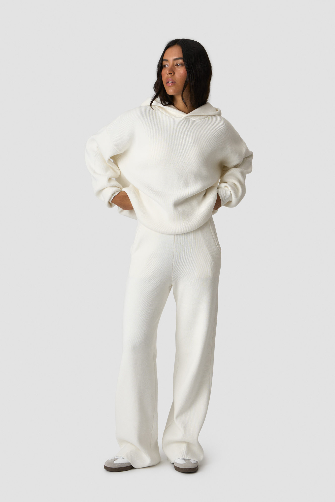 Soft Knit Oversized Pants White - afbeelding 1