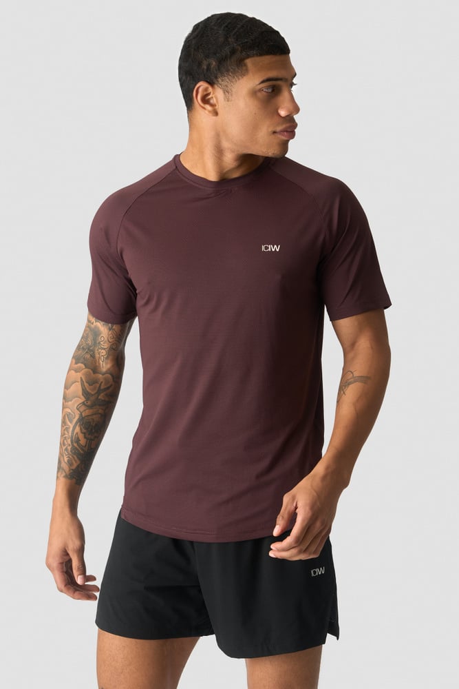 Stride Raglan Mesh T-shirt Men Burgundy