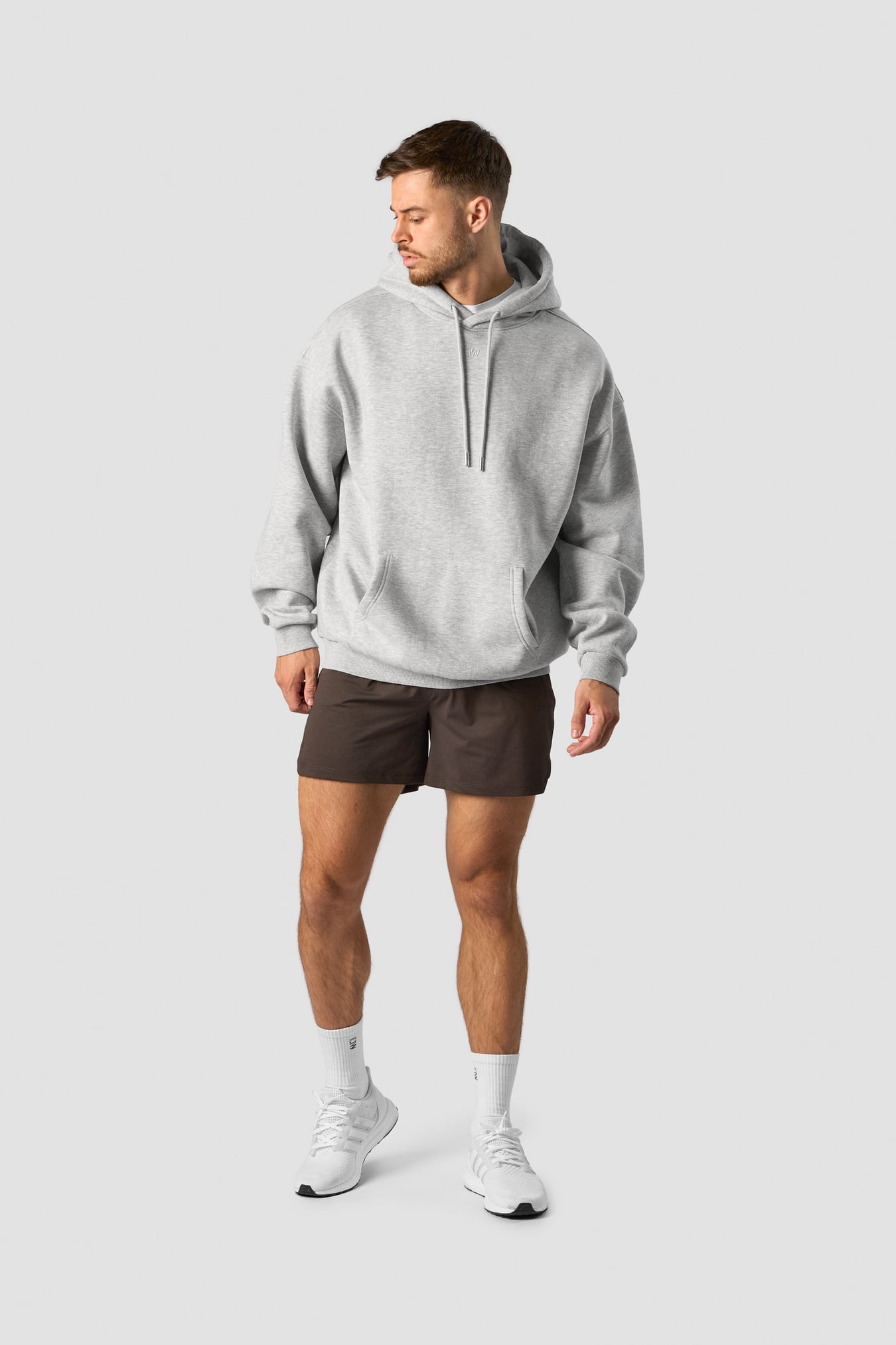 Everyday Relaxed Hoodie Center Logo Men Light Grey Melange - Bild 4