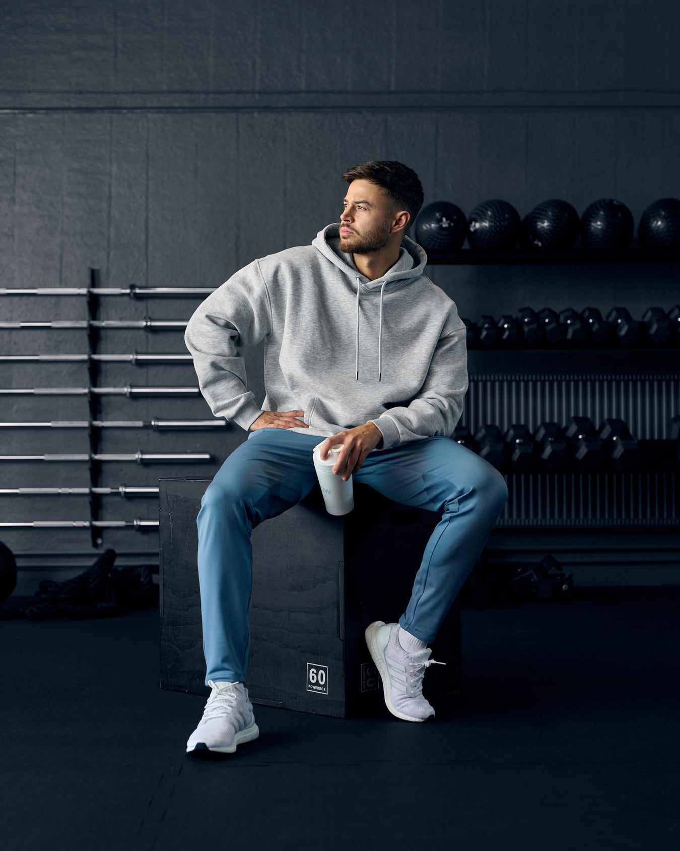 Everyday Relaxed Hoodie Center Logo Men Light Grey Melange - Bild 6