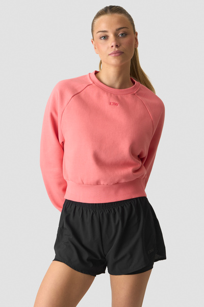 Everyday Cropped Crewneck Wmn Light Pink Peach - undefined