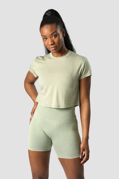 Rush Cropped T-shirt Light Sage Green - undefined