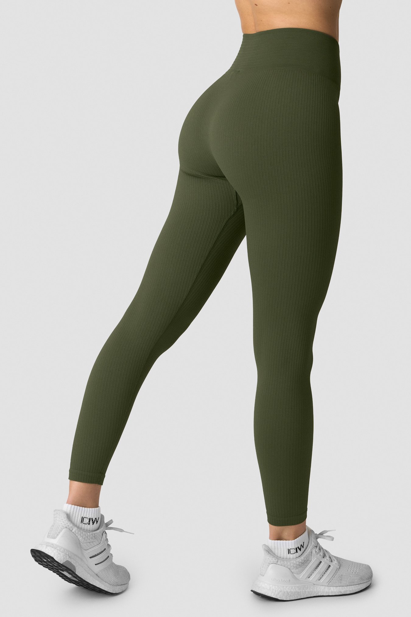 Ribbed Define Seamless Tights Dark Khaki Green - image 1