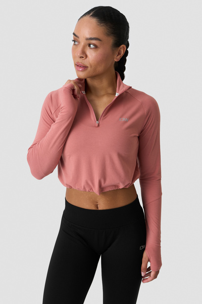 Define Cropped 1/4 Zip Adjustable Dk Rose - undefined