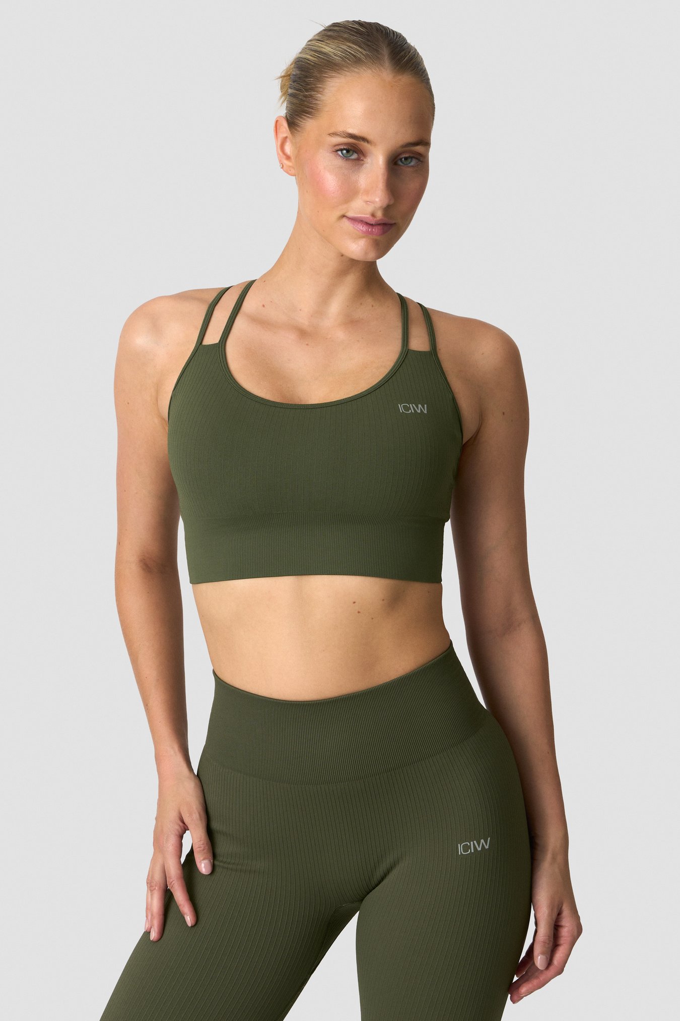 Ribbed Define Seamless Sports Bra Dark Khaki Green - imagen 2