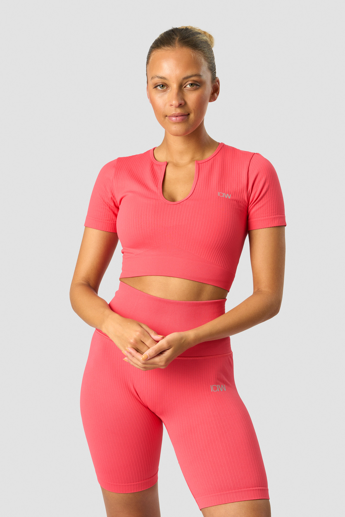 Crop Top Estivo Donna LCXWFE – T-shirt Girocollo A Maniche Corte, Tinta Unita, Basic E Morbida