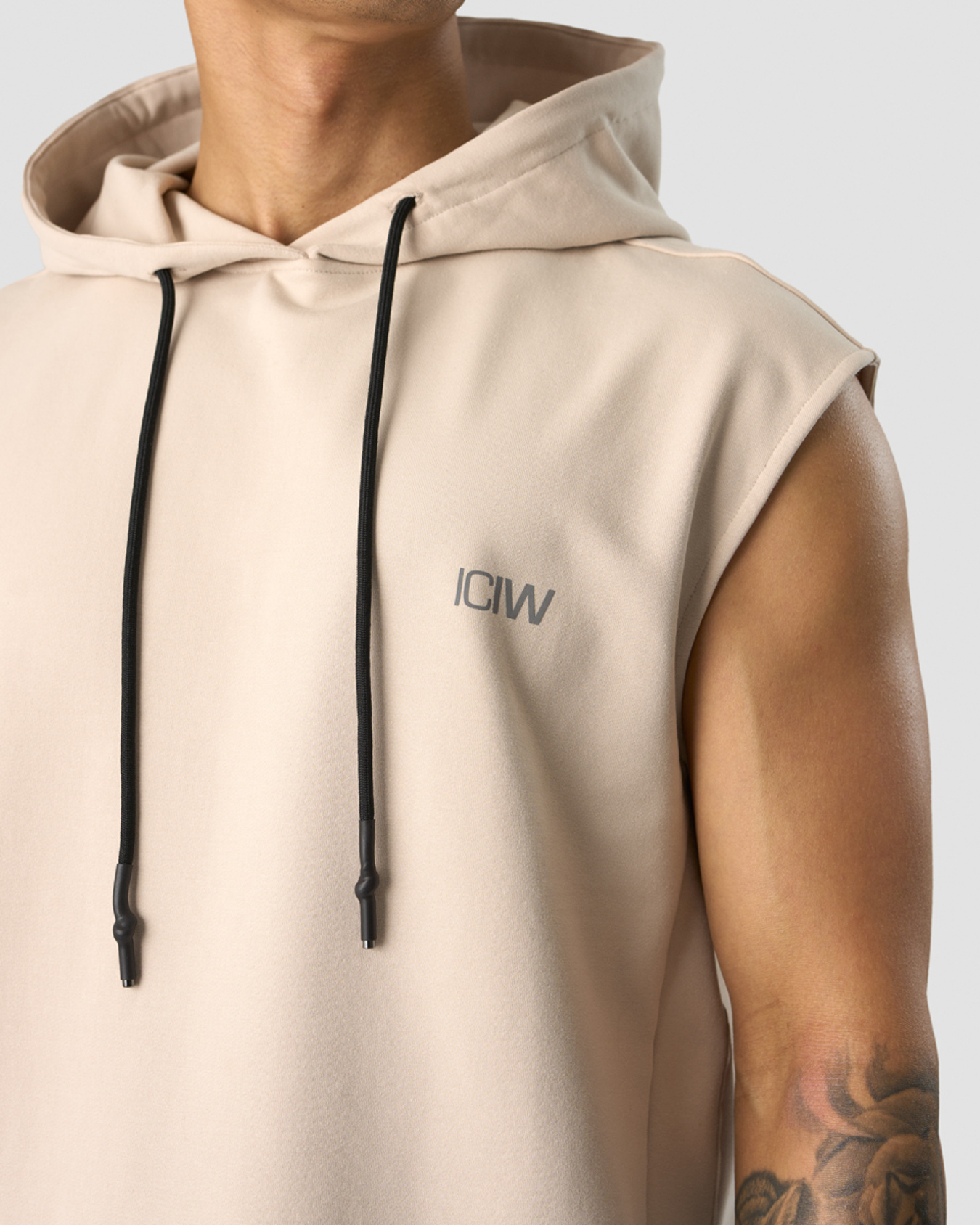 Stride Sleeveless Hoodie Men Beige - image 3