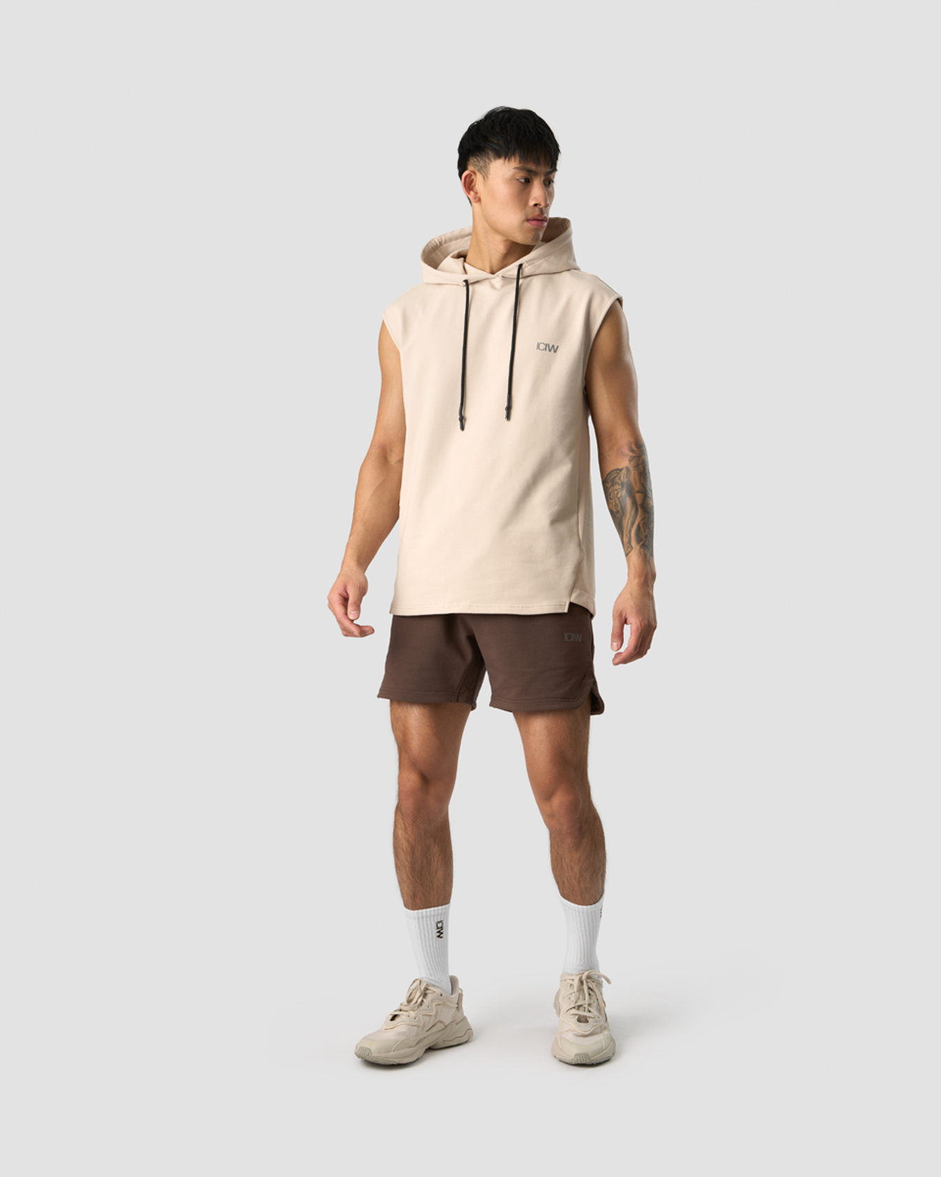 Stride Sleeveless Hoodie Men Beige - image 6