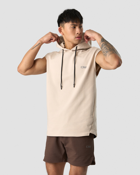 Stride Sleeveless Hoodie Men Beige - undefined