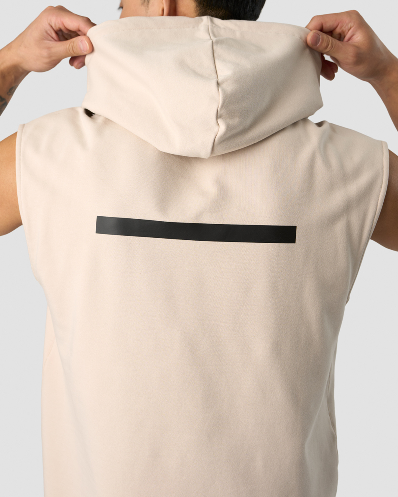 Stride Sleeveless Hoodie Men Beige - image 4