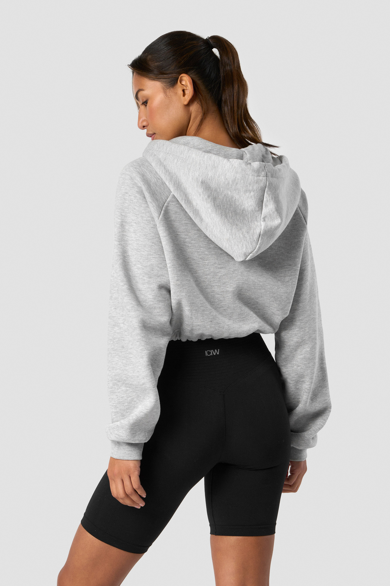 Everyday Cropped Zip Hoodie Wmn Light Grey Melange - afbeelding 1