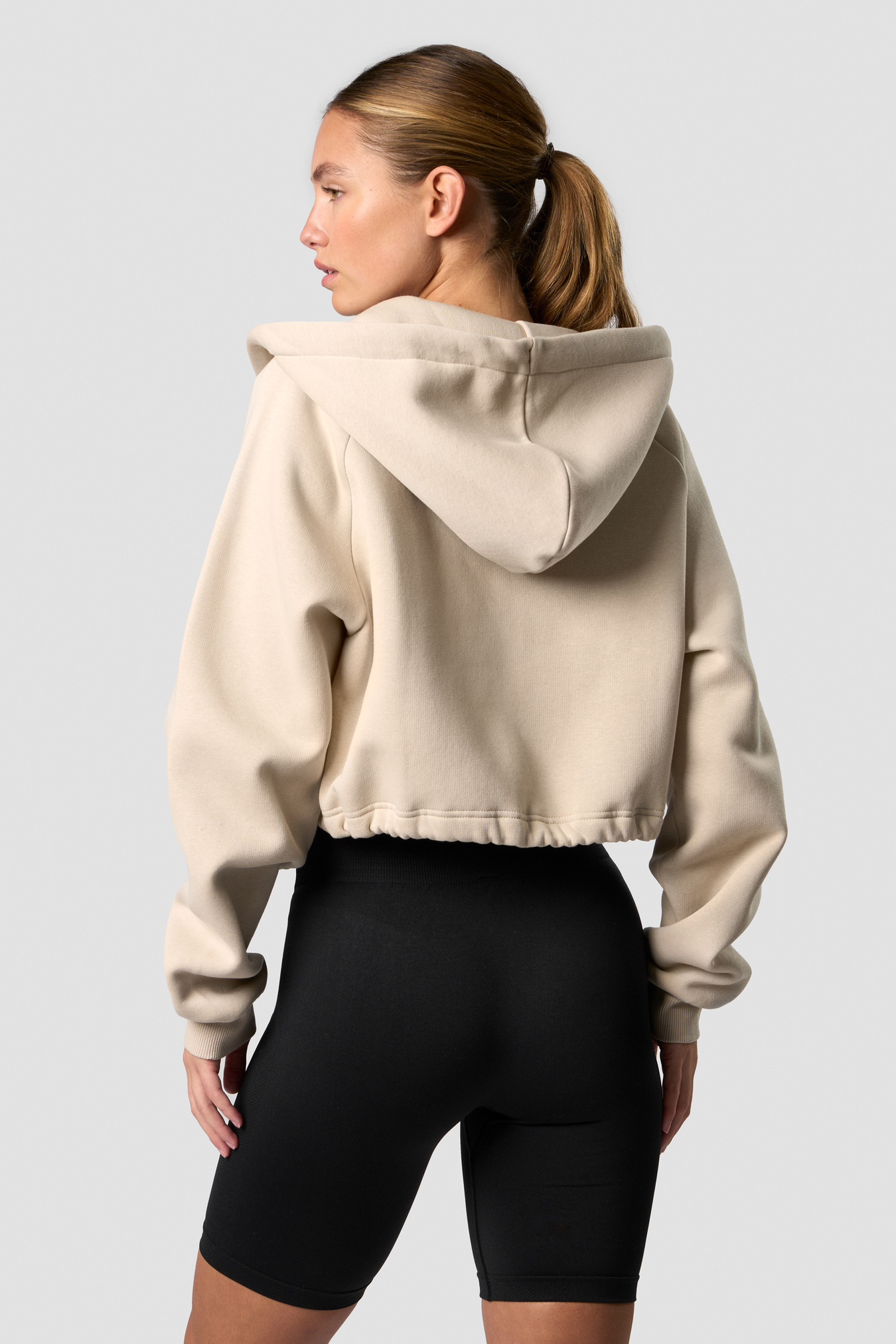 Everyday Cropped Zip Hoodie Wmn Beige - Bild 4