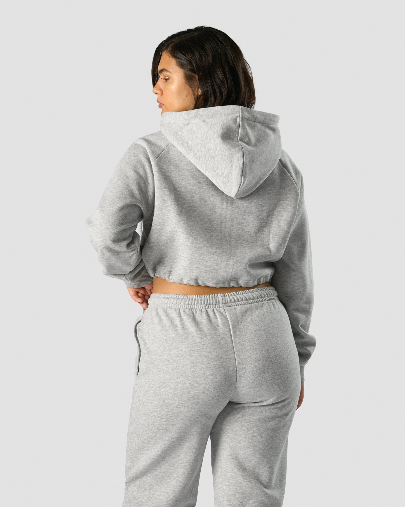 Everyday Cropped Zip Hoodie Wmn Light Grey Melange - afbeelding 6