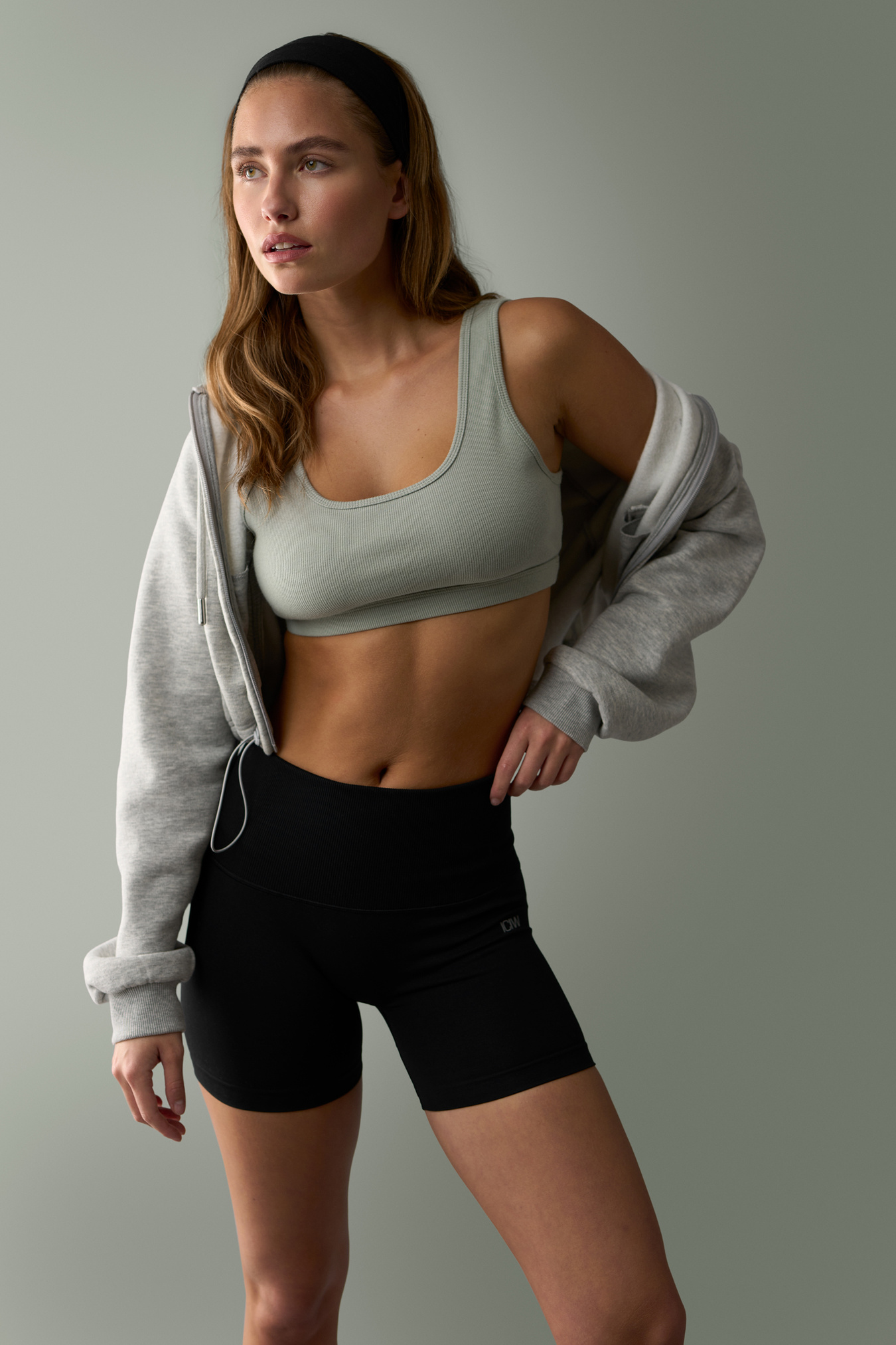 Everyday Cropped Zip Hoodie Wmn Light Grey Melange - afbeelding 4