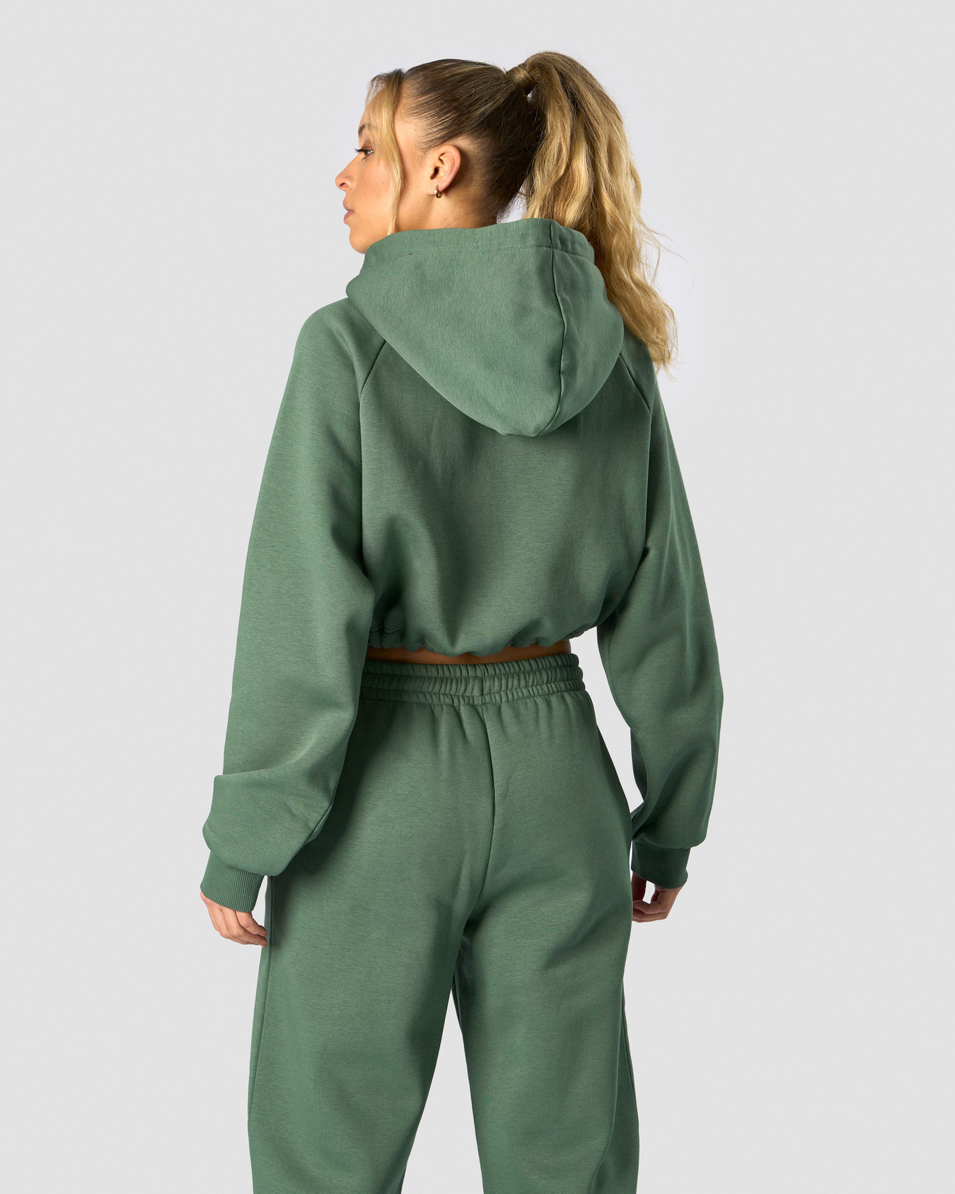 Everyday Cropped Zip Hoodie Wmn Dark Green - imagen 2