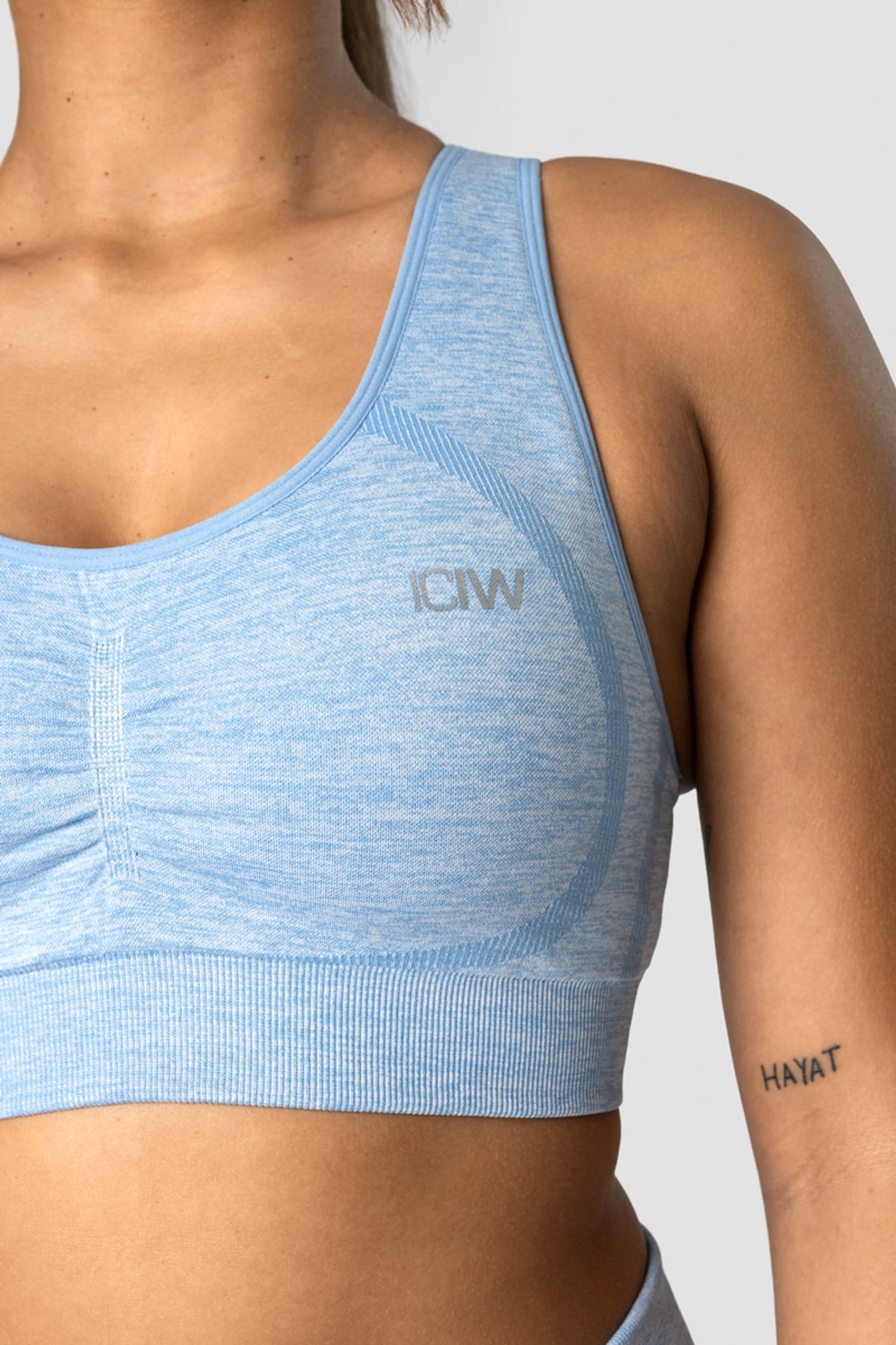 Rush Seamless Sports Bra Powder Blue Melange - image 4