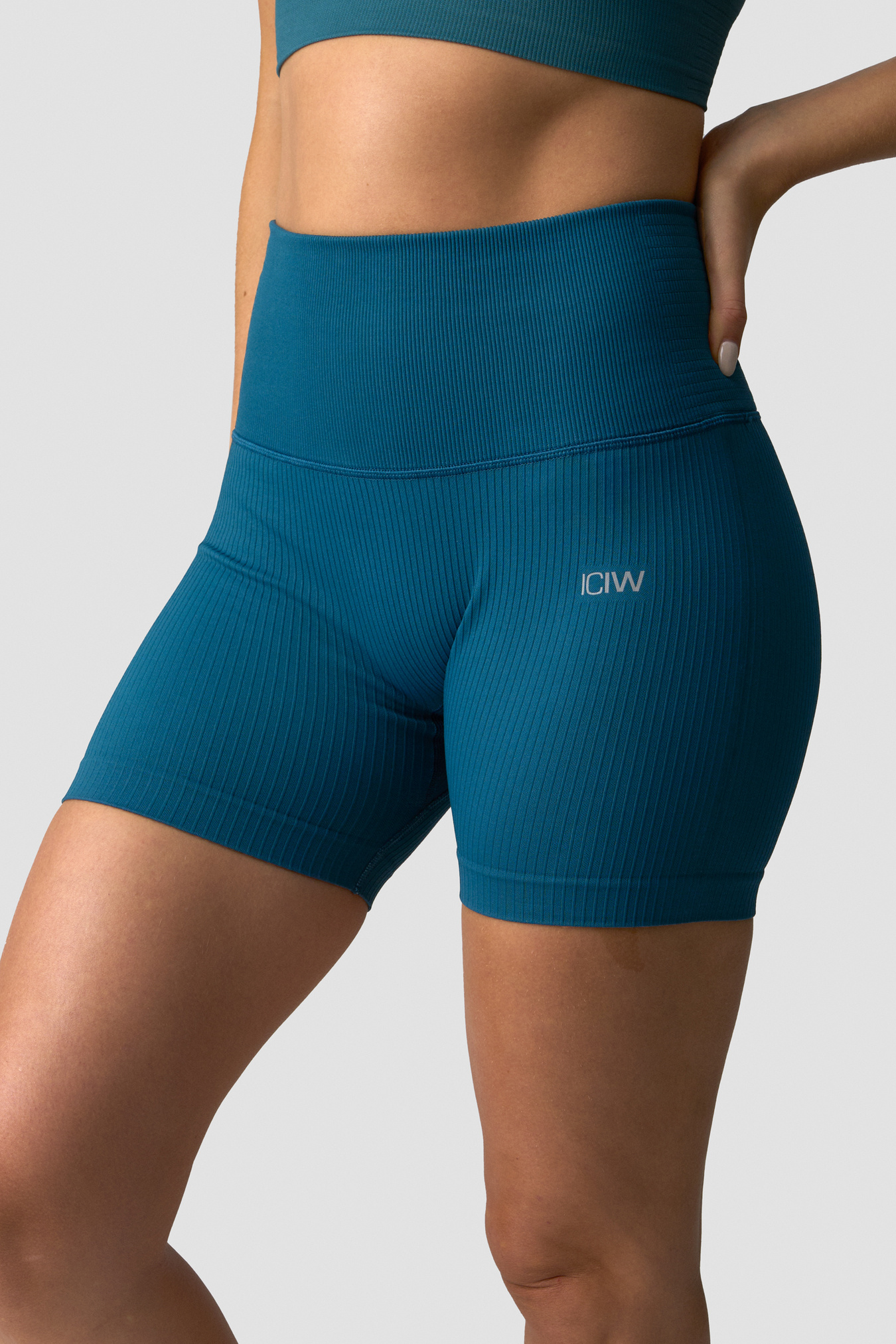 Ribbed Define Seamless Pocket Shorts Teal Blue - Bild 1