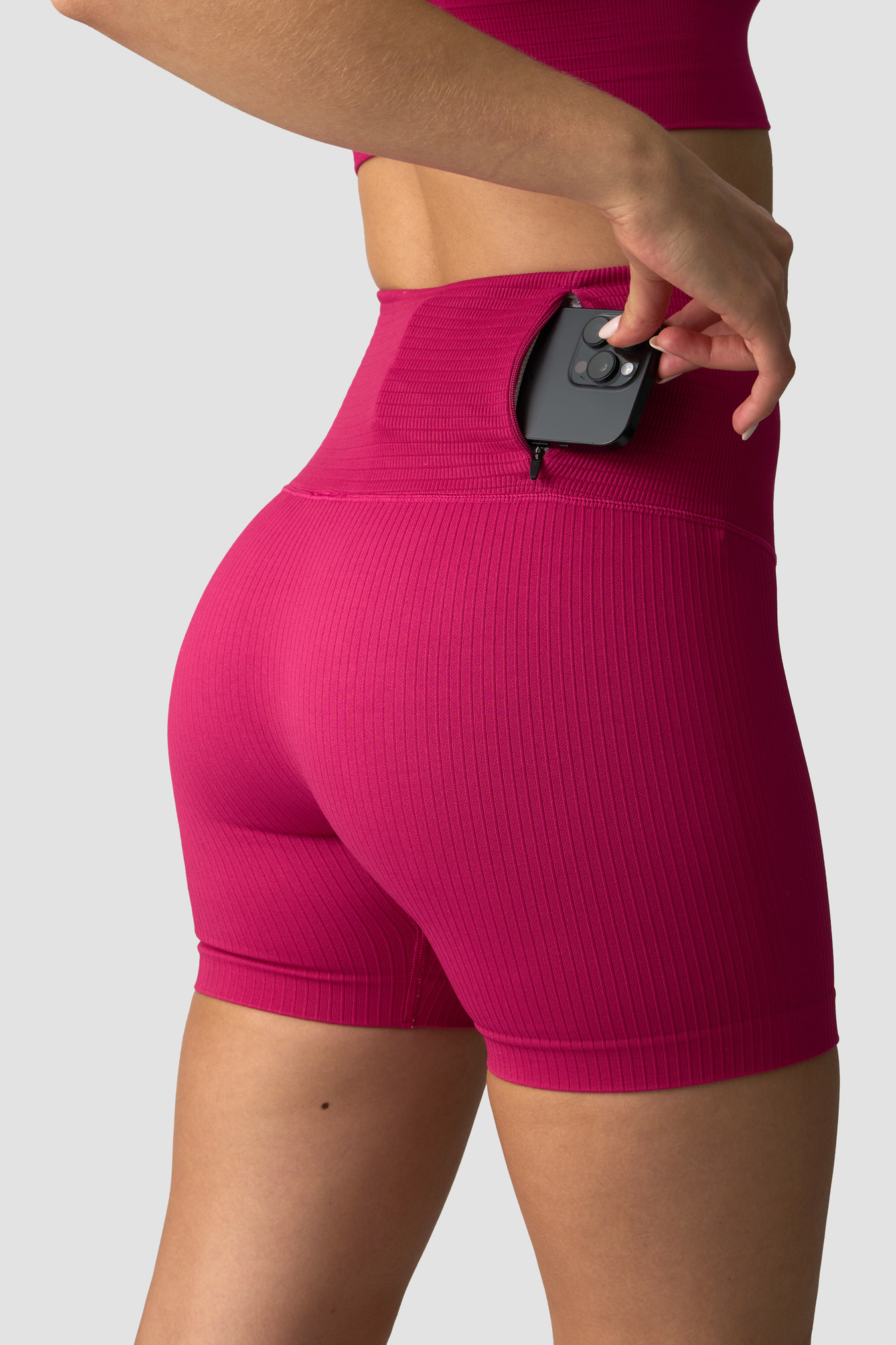 Ribbed Define Seamless Pocket Shorts Dark Pink - Bild 1