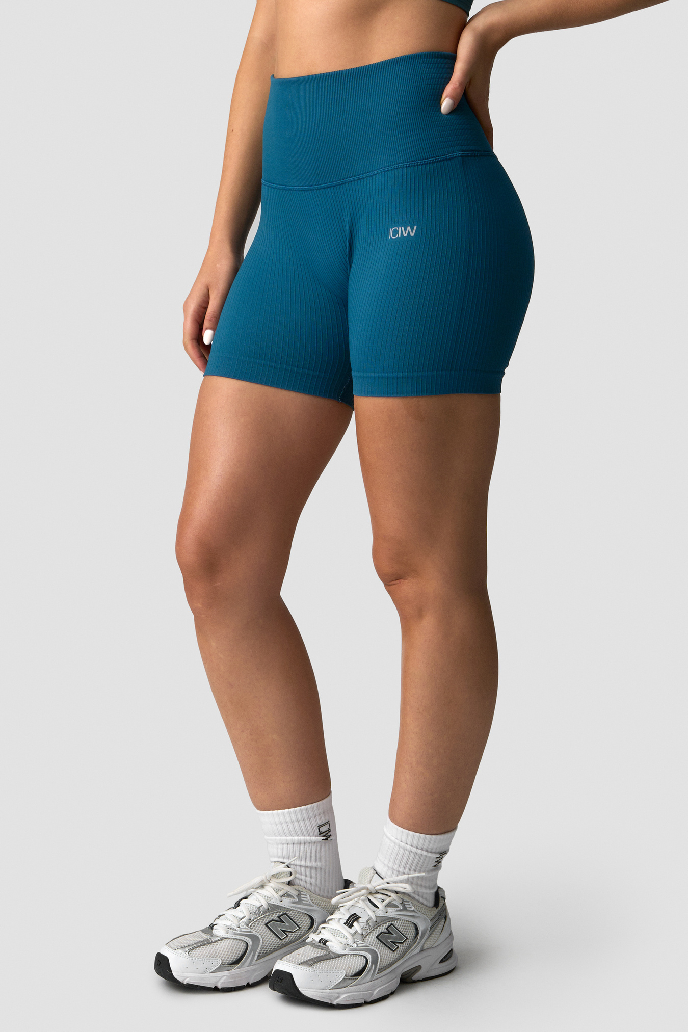 Ribbed Define Seamless Pocket Shorts Teal Blue - Bild 2