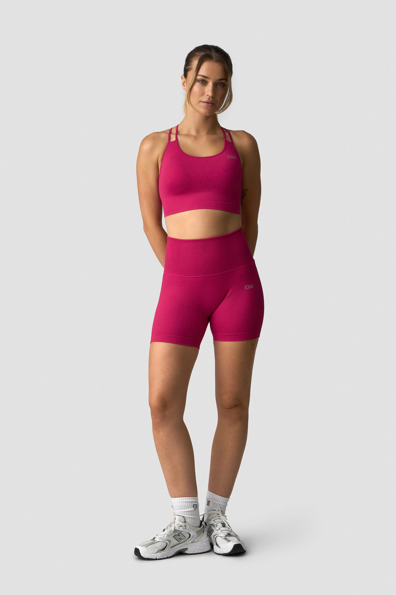 Ribbed Define Seamless Pocket Shorts Dark Pink - Bild 3