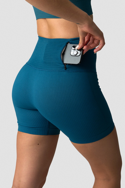 Ribbed Define Seamless Pocket Shorts Teal Blue - undefined