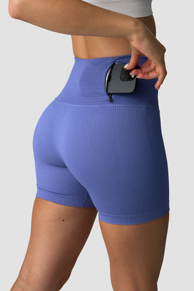 Ribbed Define Seamless Pocket Shorts Violet Blue - undefined