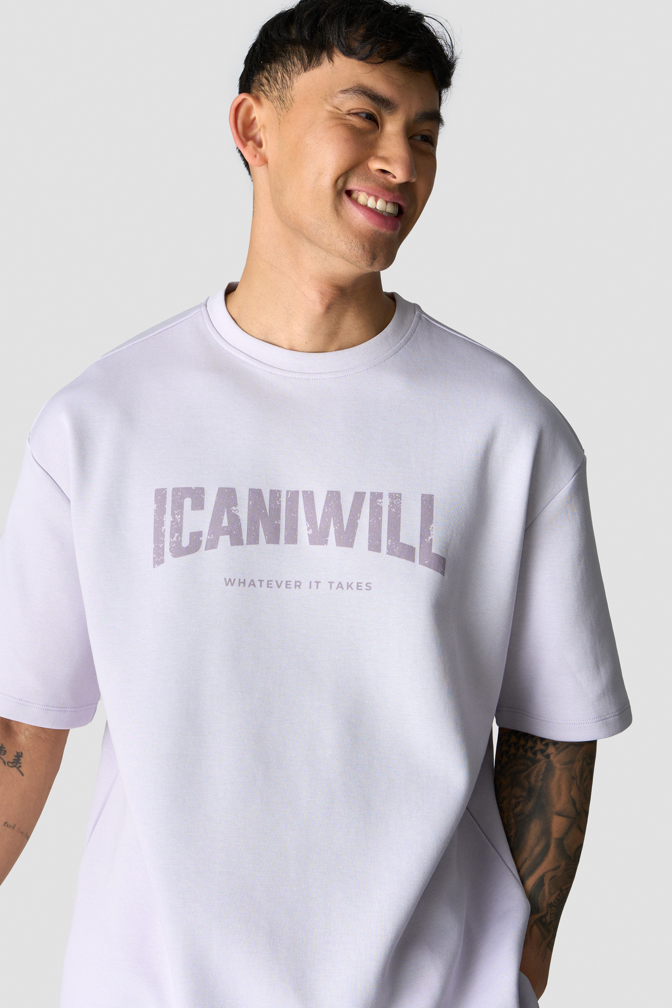 Revive Oversized T-shirt Print Men Dusty Lilac - afbeelding 1