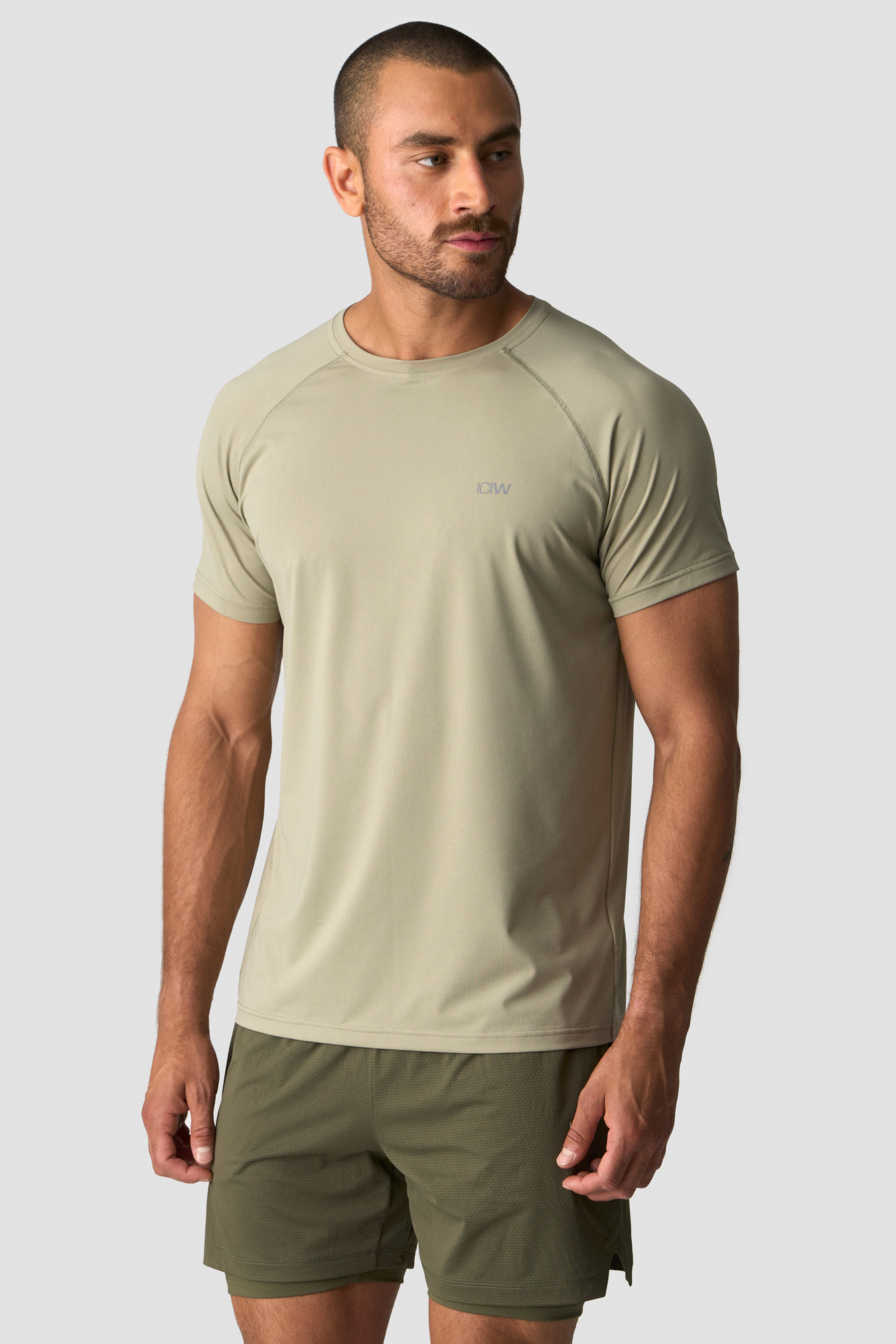 Workout Melange T-shirt Men Light Khaki Green - kuva 0
