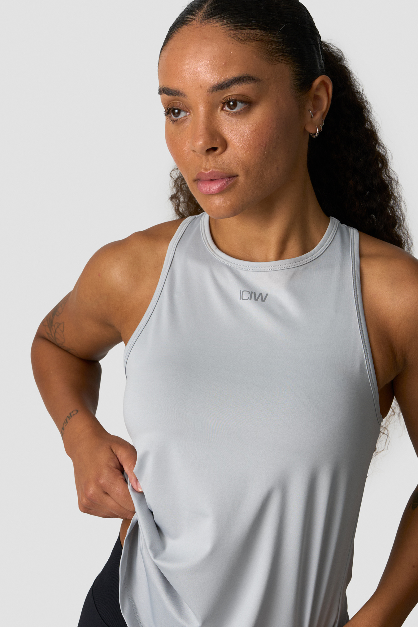 High Neck Tank Top Wmn Light Grey - image 1