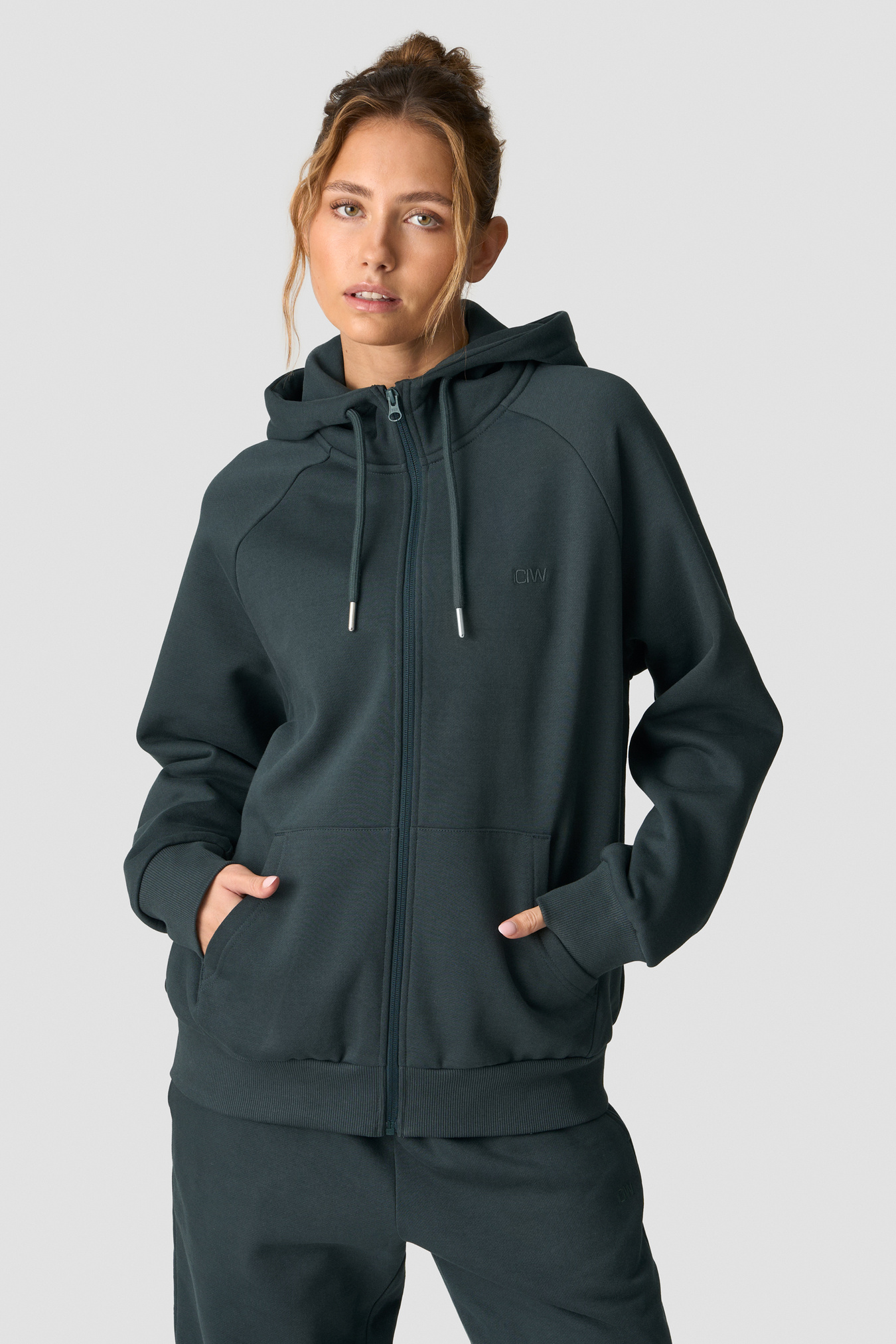 Everyday Zip Hoodie Wmn Dark Green - immagine $