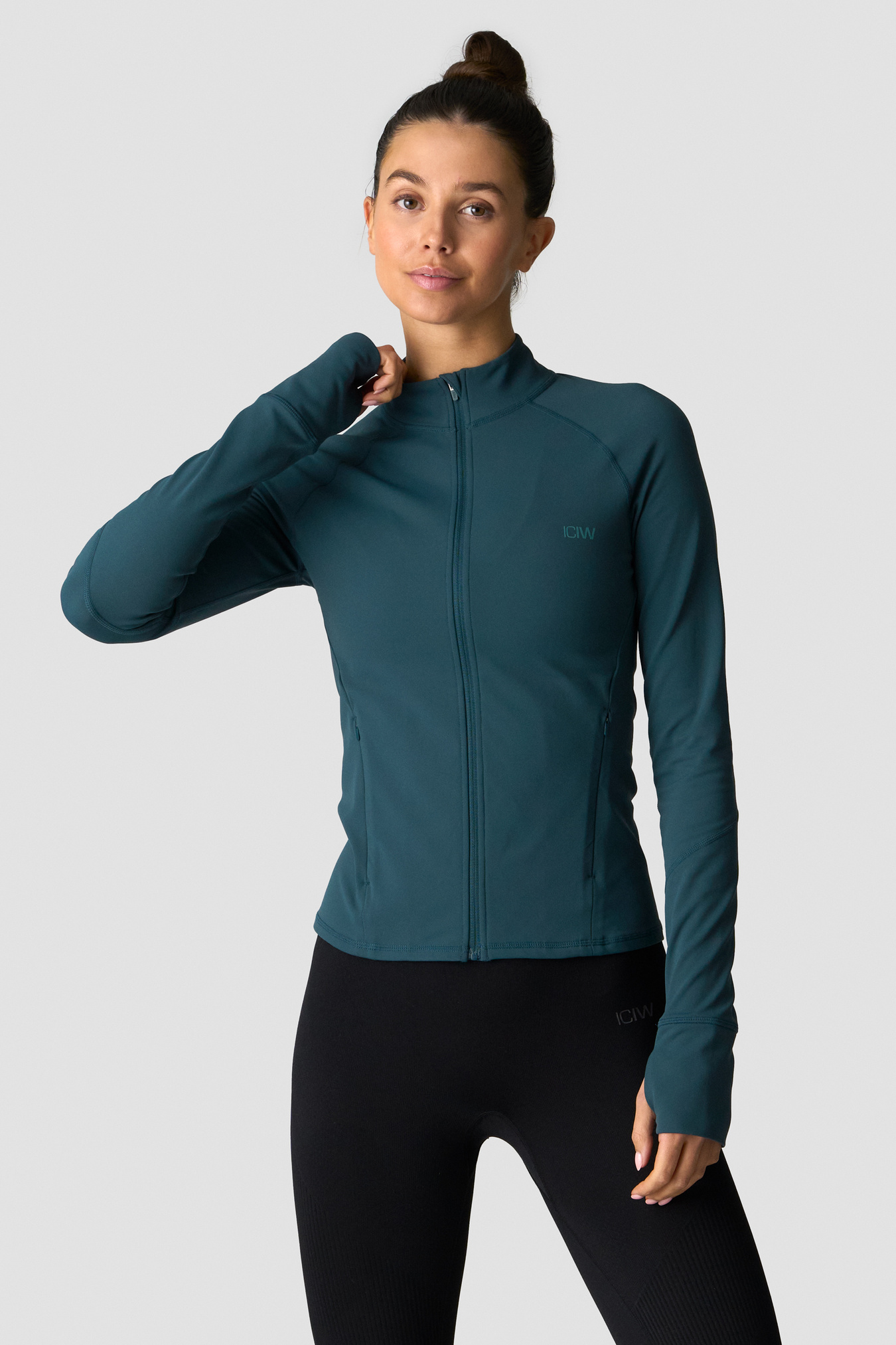 Sculpt Zip Long Sleeve W Dark Dusty Teal - Bild 1