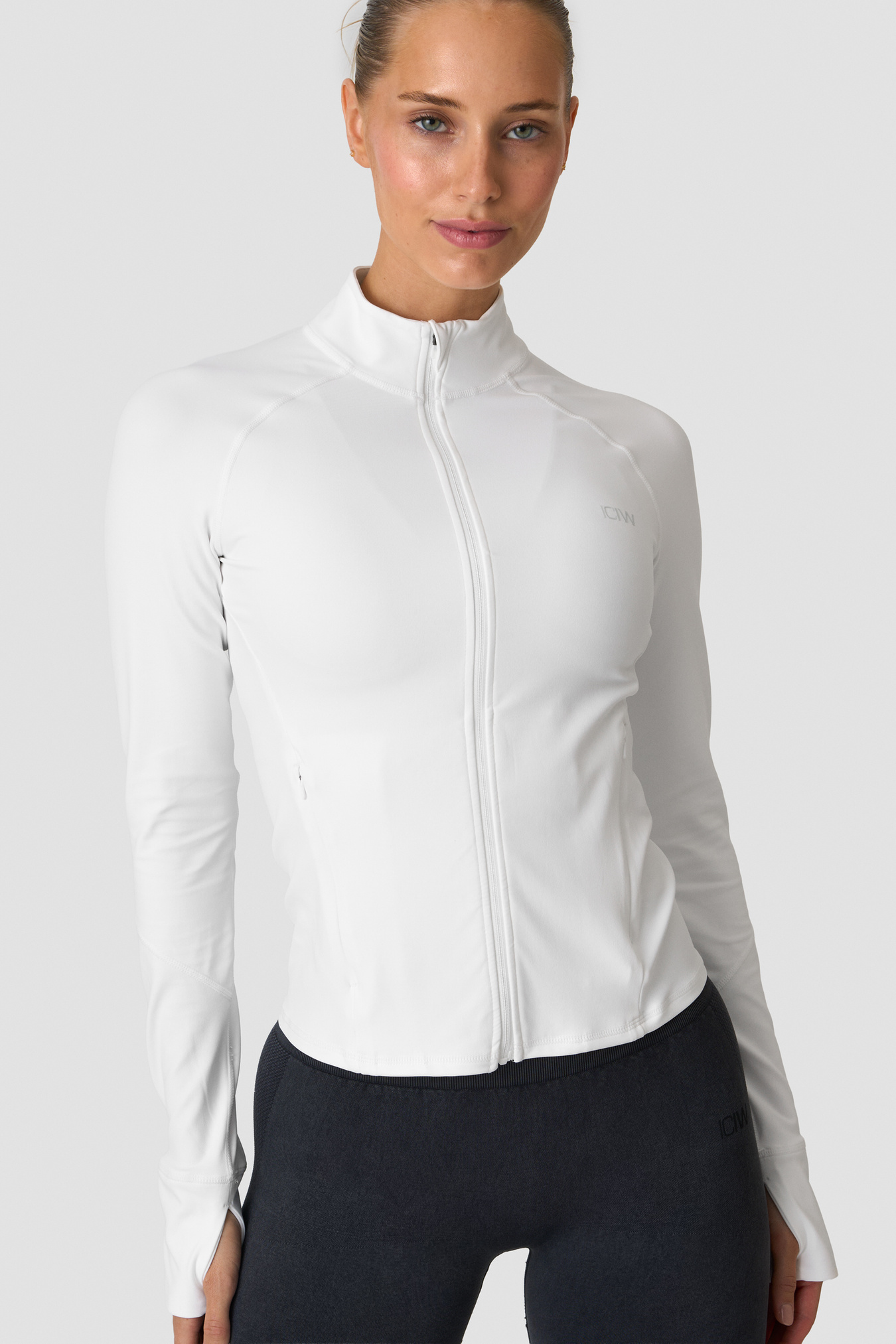 Sculpt Zip Long Sleeve W White - immagine $