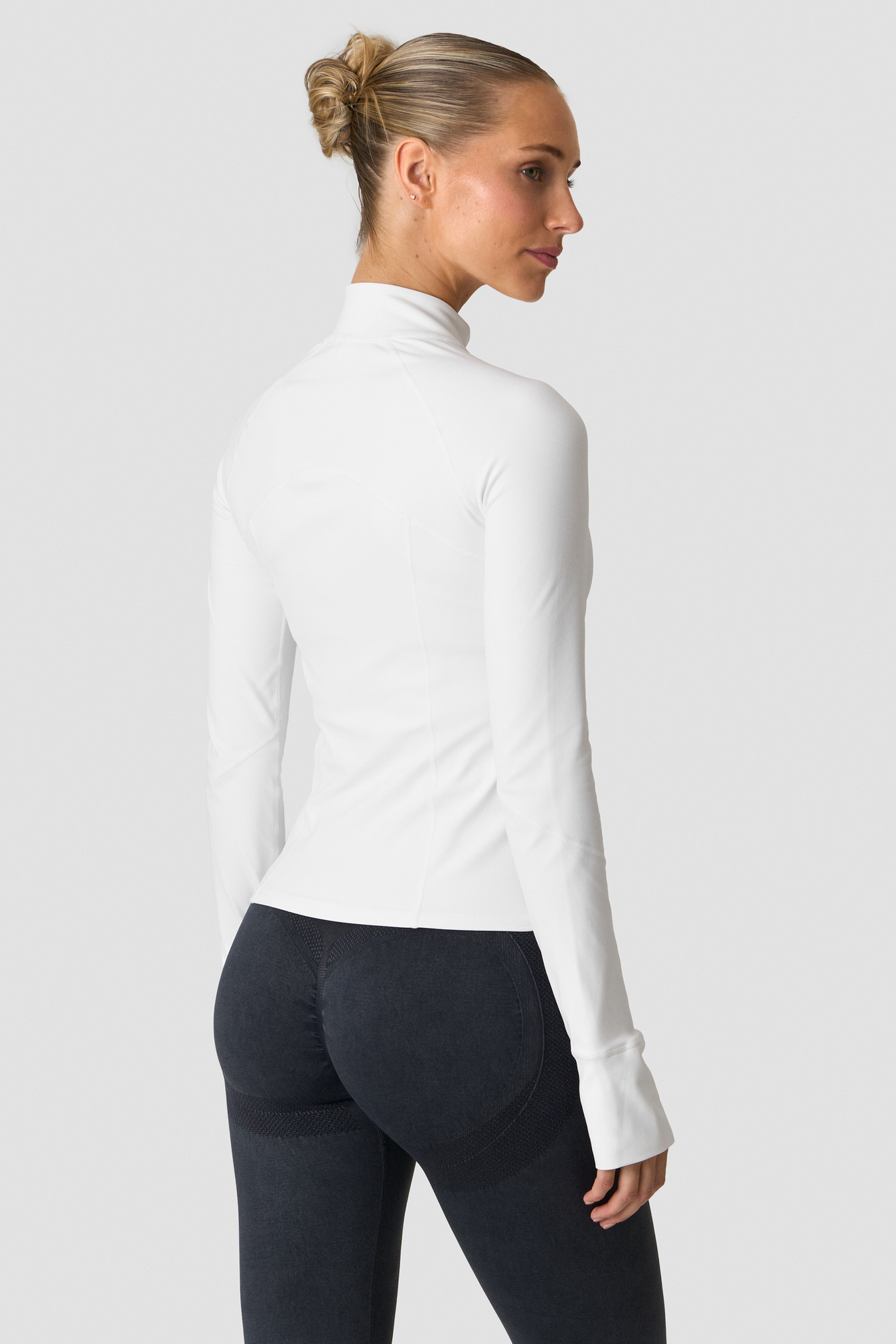 Sculpt Zip Long Sleeve W White - immagine $