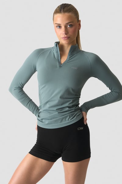 Define Seamless 1/4 Zip Grey/Green - undefined