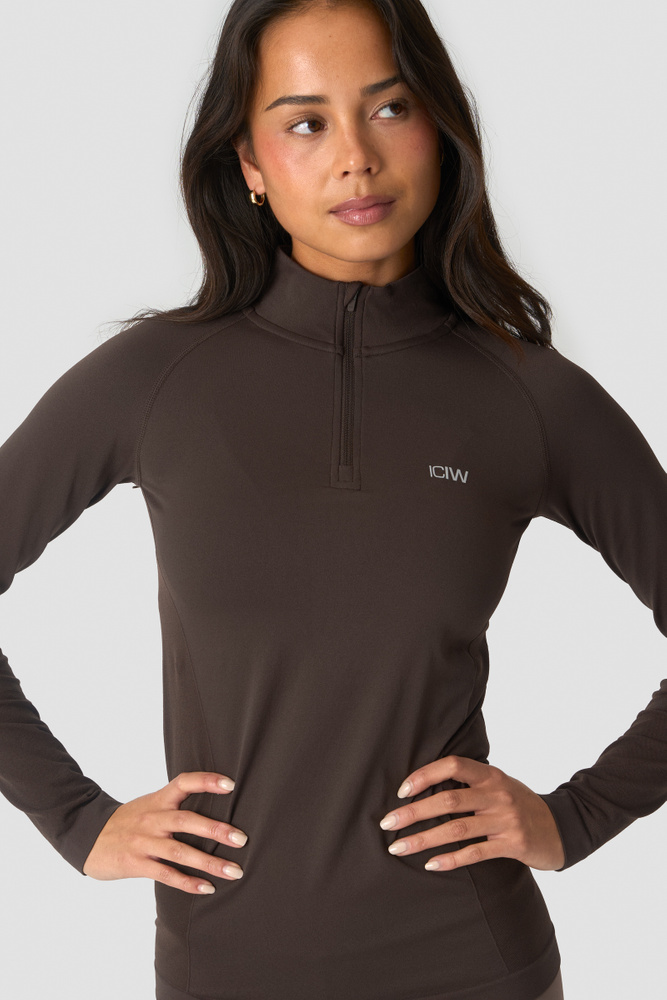 Define Seamless 1/4 Zip Chocolate Brown