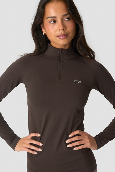 Define Seamless 1/4 Zip Chocolate Brown - undefined