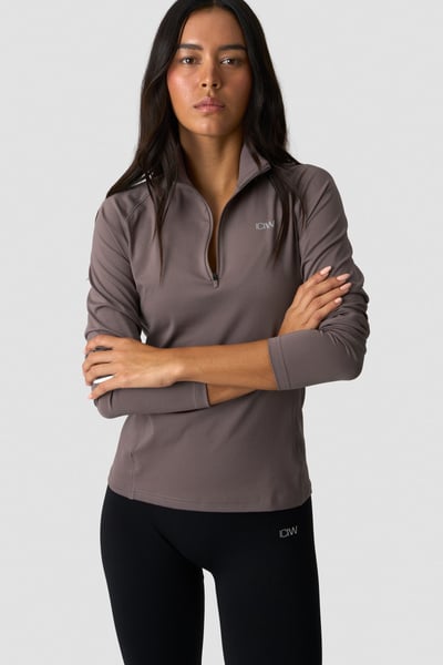 Everyday Long Sleeve 1/4 Stripe Zipper Dusty Brown - undefined
