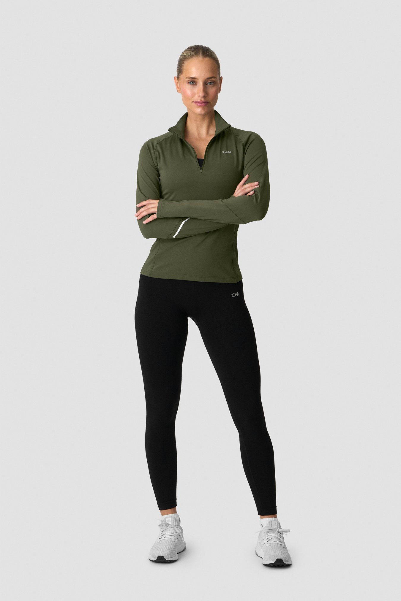 Everyday Long Sleeve 1/4 Stripe Zipper Dark Khaki Green - bild 4