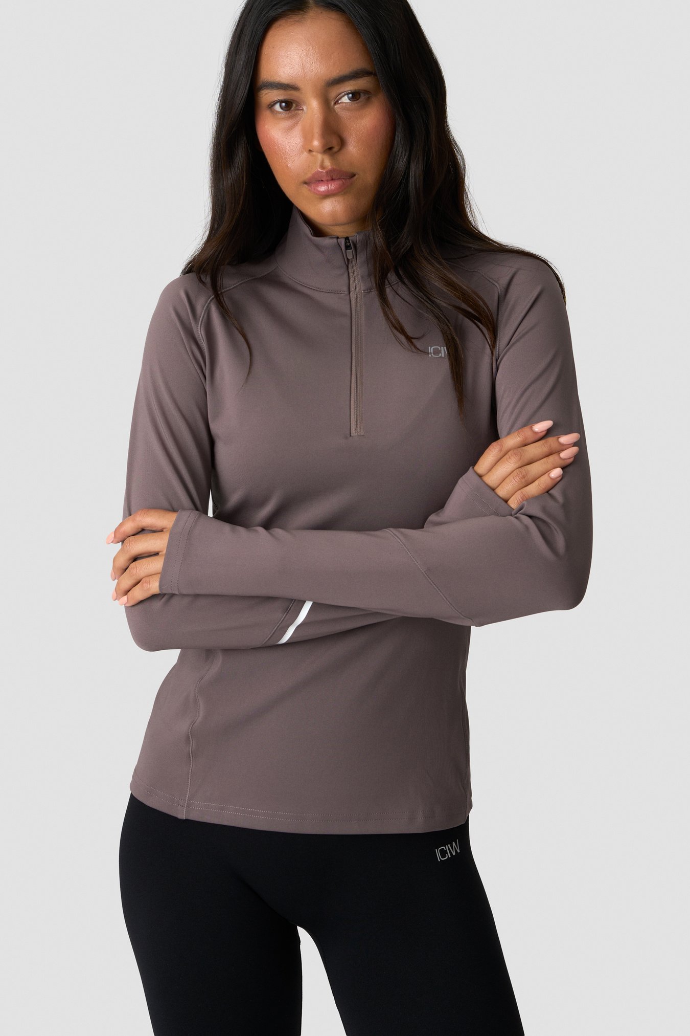 Everyday Long Sleeve 1/4 Stripe Zipper Dusty Brown - bild 2