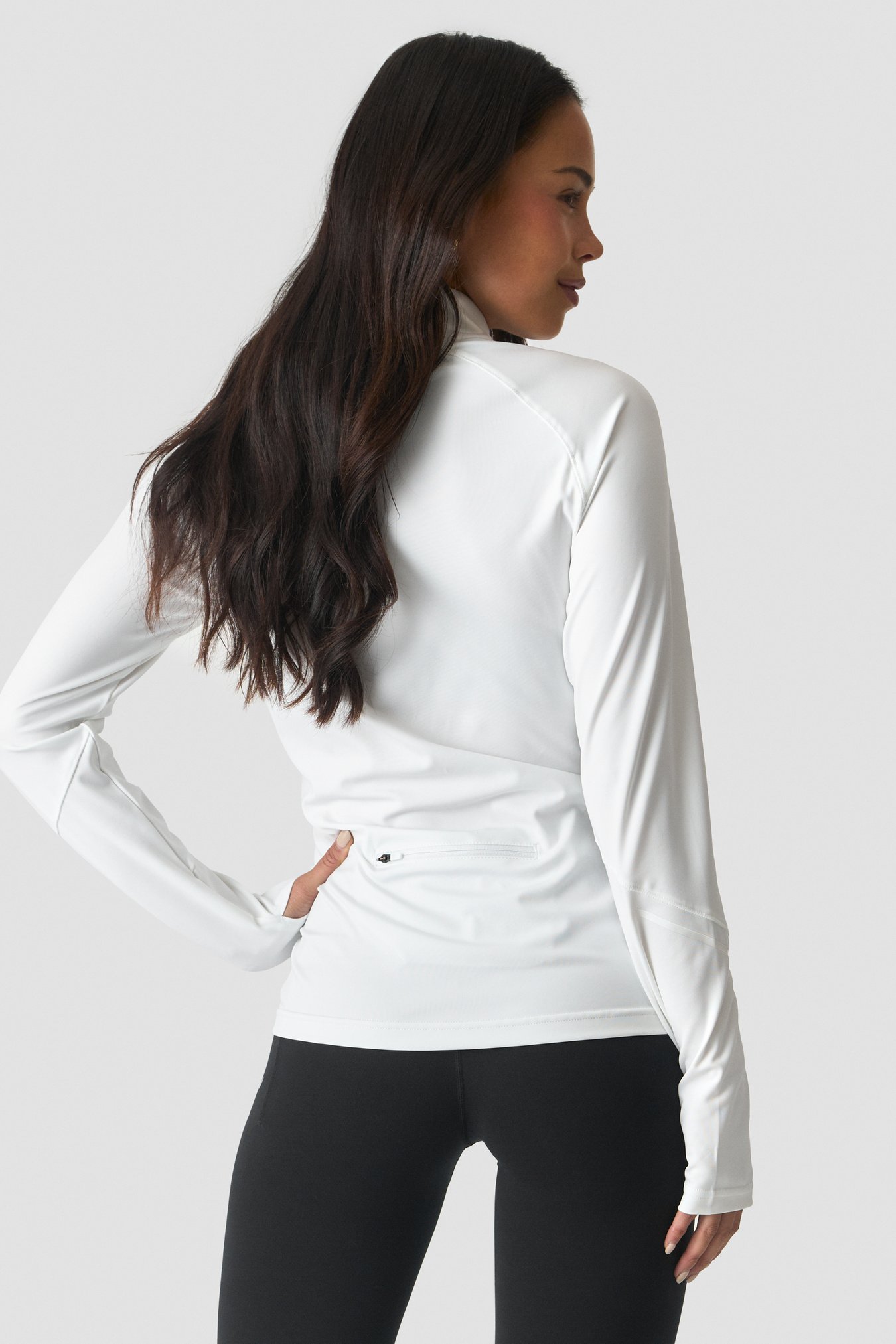 Everyday Long Sleeve 1/4 Stripe Zipper White - Bild 2